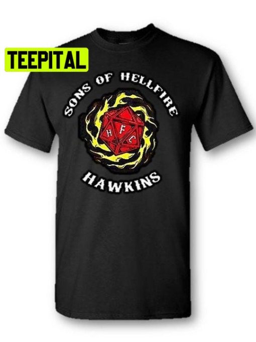 Sons Of Hellfire Red Die Flames Stranger Things 4 Unisex T-Shirt