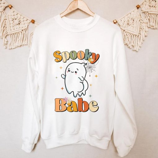 Spook Babe Halloween With Ghost 70s Vintage Retro Trick Or Treat Sweatshirt