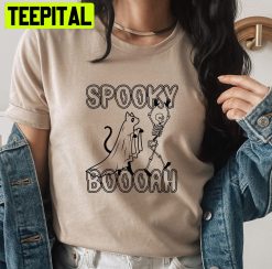 Spooky Boooah Ghost Cat Skeleton Halloween Party Unisex T-Shirt