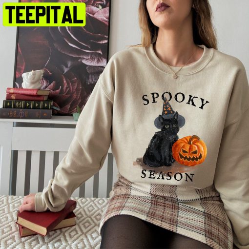 Spooky Season Halloween Cat Pumpkin Unisex Sweatshirt