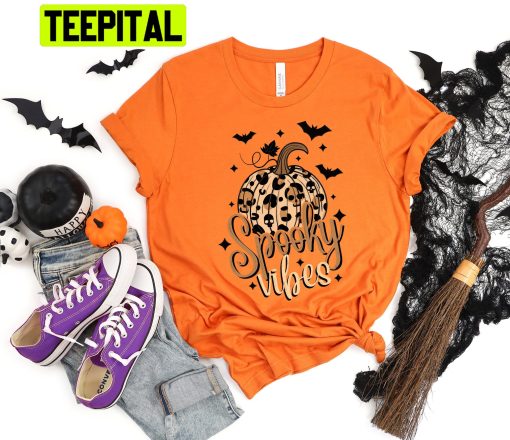 Spooky Vibes Halloween Leopard Trending Unisex Shirt