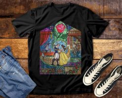 Stained Glass Rose Beauty _ The Beast Graphic T-Shirt