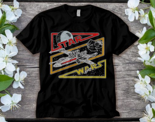 Star Wars Death Star X-Wing Tie Fighter Retro Logo T-Shirt