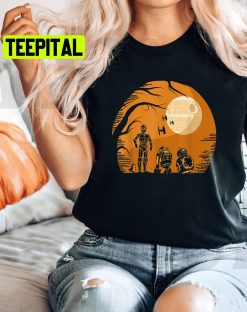 Star Wars Droids Orange Hue Death Star Portrait Art Unisex T-Shirt