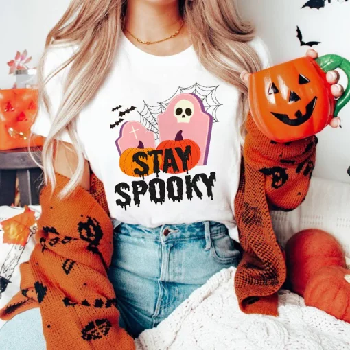 Stay Spooky Cute Halloween Fall Retro Ghost Witchy Unisex T-Shirt