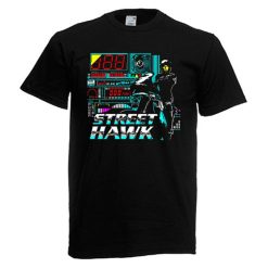 Street Hawk Movie Motorcycle Jump Hero Mens Black Navy T-Shirt