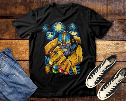 Thanos Starry Night Gauntlet Painting Graphic Marvel Avengers Endgame T- Shirt