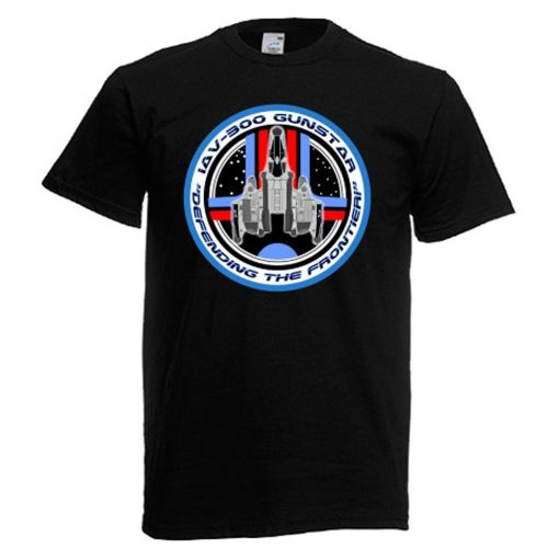 The Last Starfighter Gunshoot Logo Mens Black Red Gray White T-Shirt