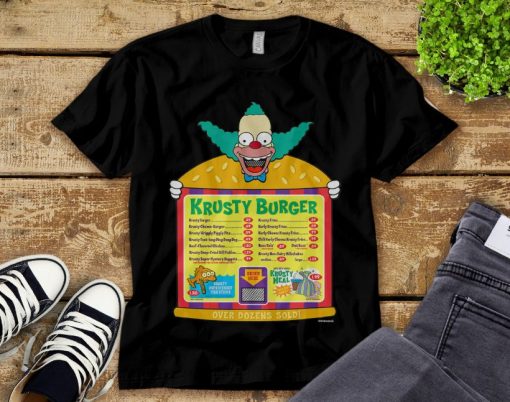 The Simpsons Krusty the Clown Krusty Burger Menu T-Shirt