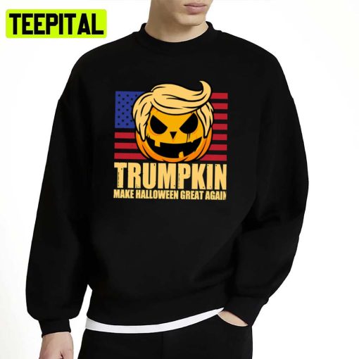 Trumpkin America Flag Trump Halloween Spooky Night Unisex Sweatshirt