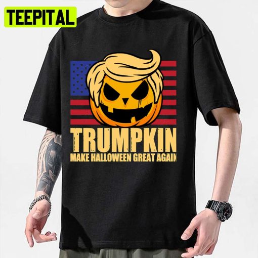 Trumpkin America Flag Trump Halloween Spooky Night Unisex Sweatshirt