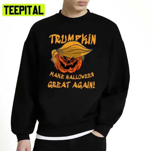 Trumpkin Make Great Again Haircarved Trump Pumpkin Llama Lauren Halloween Spooky Night Unisex Sweatshirt