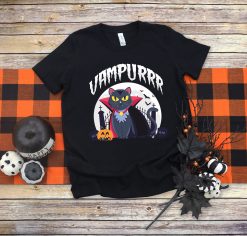 Vampurrr Vampire Cat Black Cat Cat Halloween T-Shirt