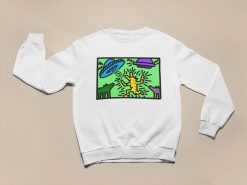 Vintage 80s90s Art Dog Ufo Abduction Unisex Sweatshirt