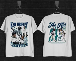 Vintage 90s Bootleg Ken Griffey Player S Mariners Baseball Legend Double Sided Shirt