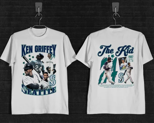 Vintage 90s Bootleg Ken Griffey Player S Mariners Baseball Legend Double Sided Shirt