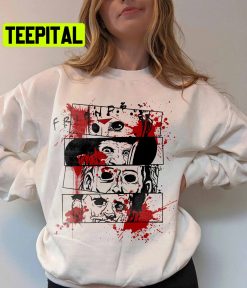 Vintage Horror Movie Characters Friend Font Trending Unisex Sweatshirt