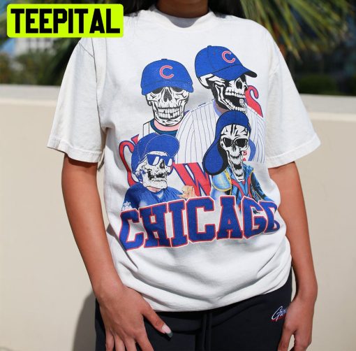 Vintage Mlb 90s Chicago Cubs Skeleton Trending Unisex T-Shirt