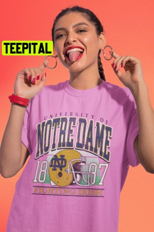 Vintage University Of Notre Dame 1887 Football Trending Unisex Shirt