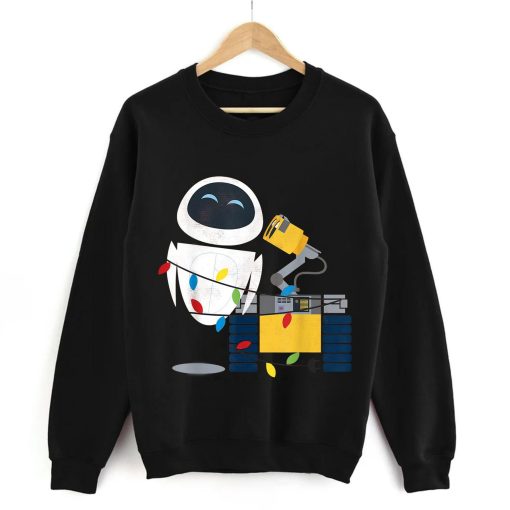 Wall-E Eve Christmas Light Wrap Graphic Pixar Disney Sweatshirt