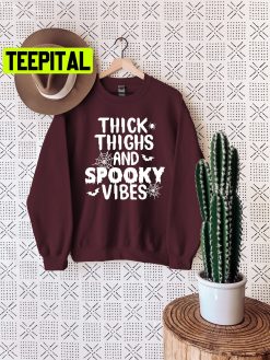 White Art Thick Thighs And Spooky Vibes Halloween Trending Unisex Shirt