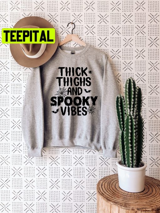 White Art Thick Thighs And Spooky Vibes Halloween Trending Unisex Shirt