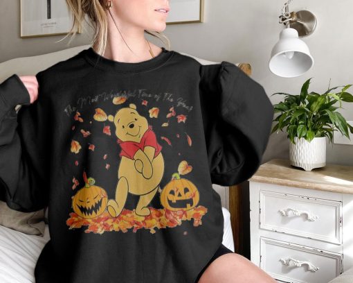 Winnie The Pool Cute Vintage Movie Coffee Spooky Season Coffee Disney Halloween Unisex Sweatshirt