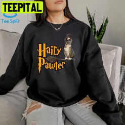 Wizard Cat Hairy Pawter Halloween Cat Harry Potter Style Unisex Sweatshirt