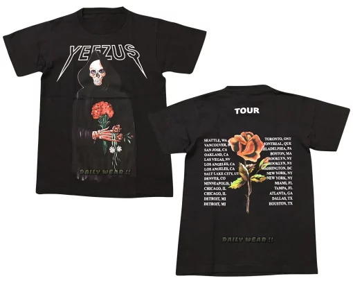 Yeezus Tour Reaper Skull Retro Kanye West Double Sided Shirt