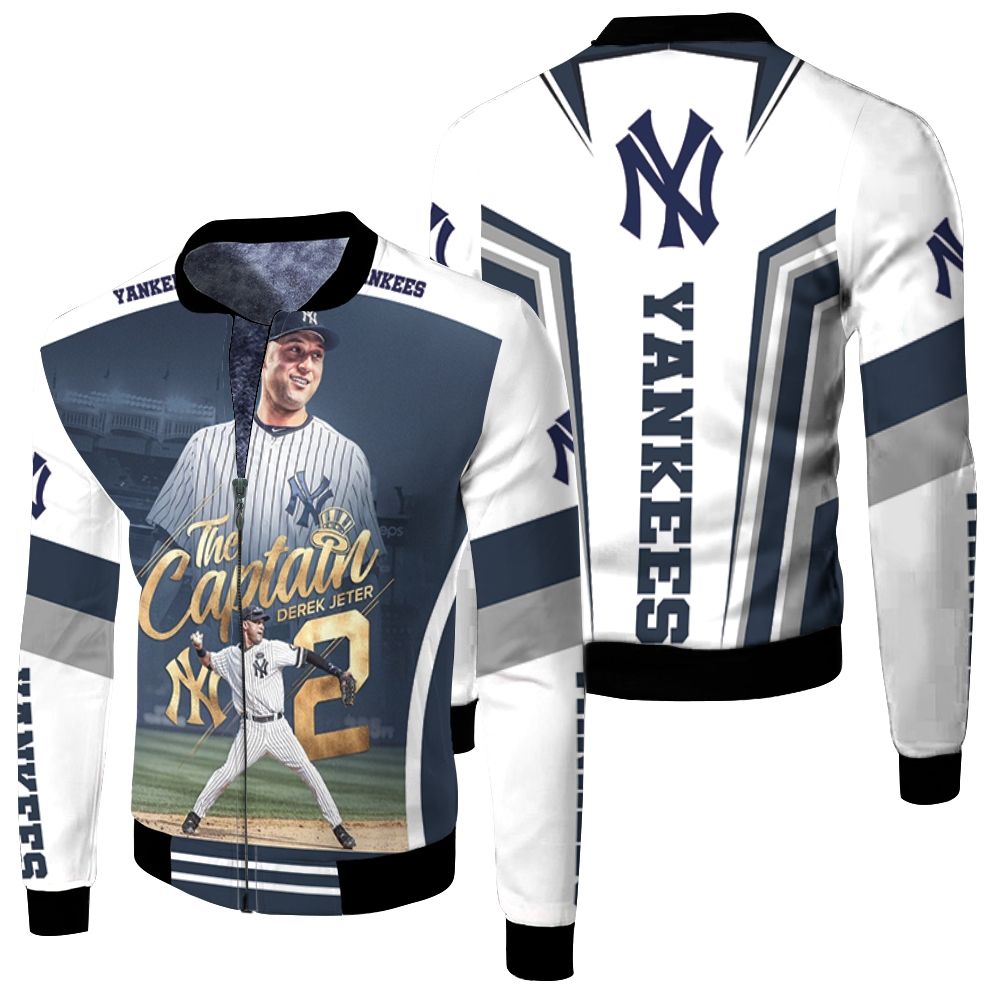 2 New York Yankees Derek Jeter The Captain Fleece Bomber Jacket