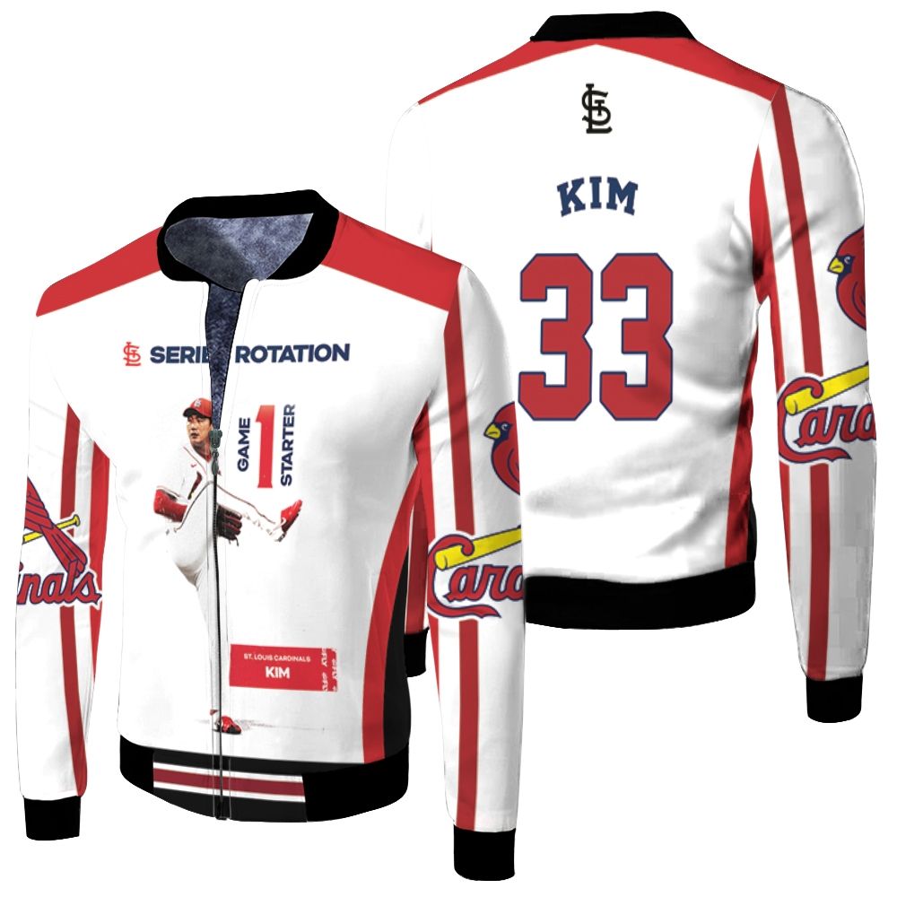 33 Kwang-Hyun Kim St Louis Cardinals Fleece Bomber Jacket