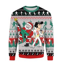 3D Elvis Presley With Santa Christmas 2022 Ugly Sweatshirt