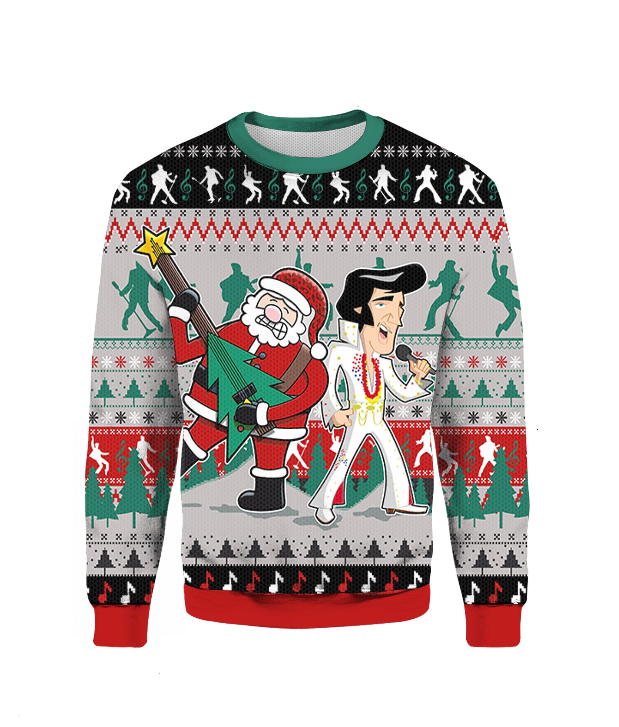 3D Elvis Presley With Santa Christmas 2022 Ugly Sweatshirt