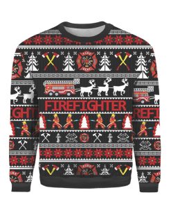 3D Firefighter Ugly Christmas Sweatshirt