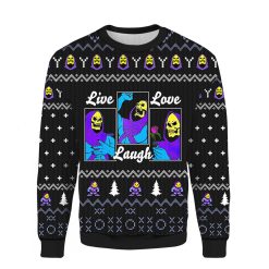 3D He man Live Love Laugh Ugly Christmas2022 Sweatshirt