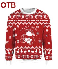 3D The Big Lebowski The Dude Abides Ugly Christmas Sweatshirt
