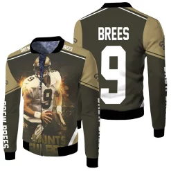9 Drew Brees New Orleans Saints Fleece Bomber Jacket