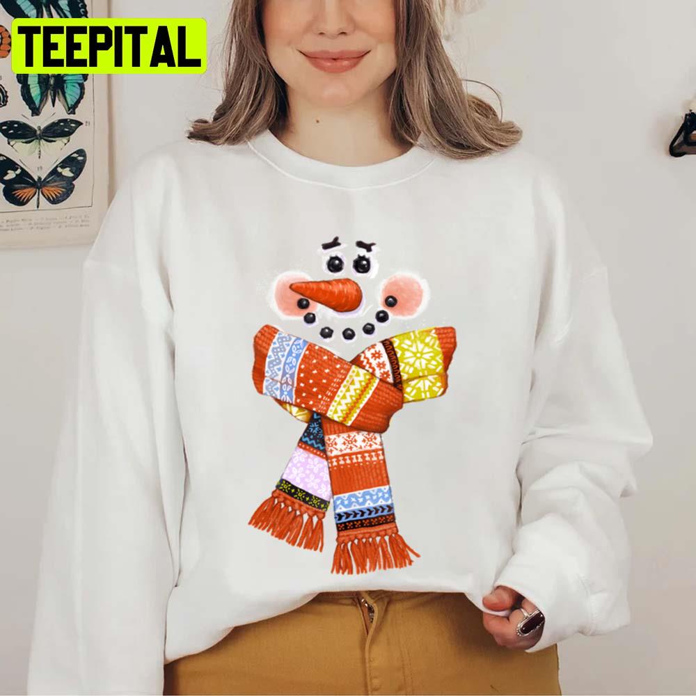A Snowman In A Scarf Christmas Design Xmas Unisex Sweatshirt