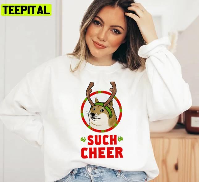 A Well Spirited Doge Such Cheer Christmas Art Unisex Sweatshirt