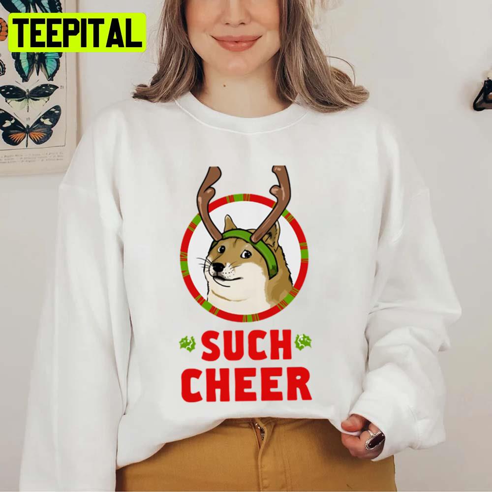 A Well Spirited Doge Such Cheer Christmas Art Unisex Sweatshirt