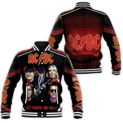 Acdc Angus Young Let There Be Rock Popart Baseball Jacket