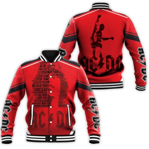 Acdc Angus Young Typogprahy Baseball Jacket