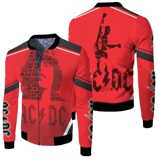 Acdc Angus Young Typogprahy Fleece Bomber Jacket