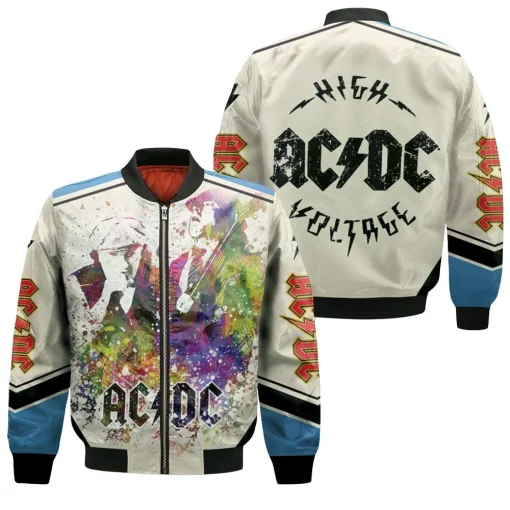 Acdc In Color Aged Pixel Paint Drop Bomber Jacket