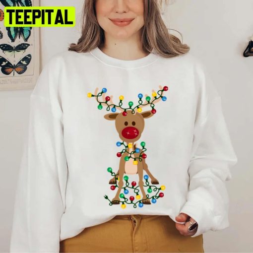 Adorable Reindeer Christmas Design Xmas Unisex Sweatshirt