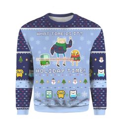 Adventure Time Christmas Time What Time Is It Holiday Time Ugly 3D Sweatshirt