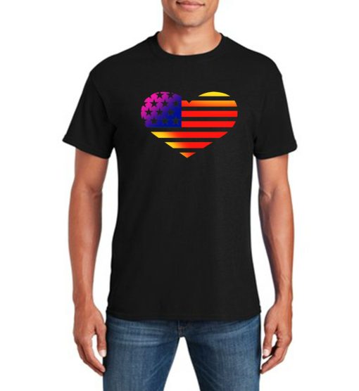 American Flag Heart Funny T-Shirt