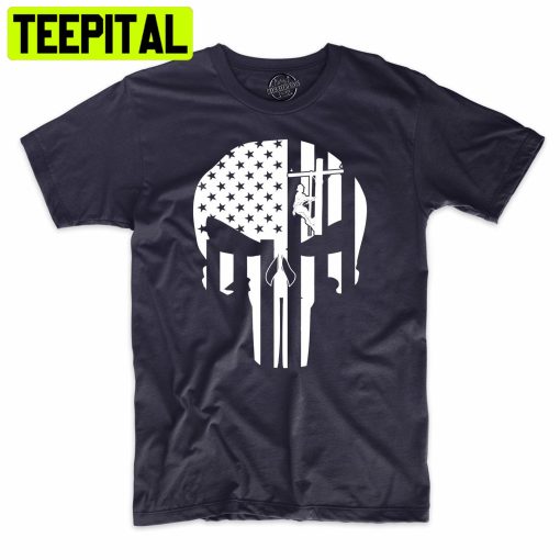 American Lineman Skull Graphic Trending Unisex Shirt