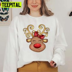 Animated Art Girl Reindeer With A Red Bow Unisex Sweatshirt