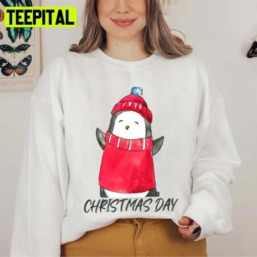 Animated Penguin Wearing Red Hat Unisex Sweatshirt